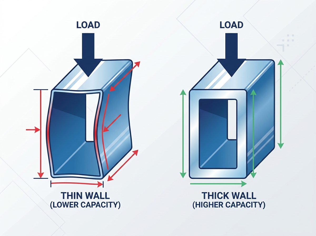 Aluminium hollow profile extrusion process and wall thickness variations