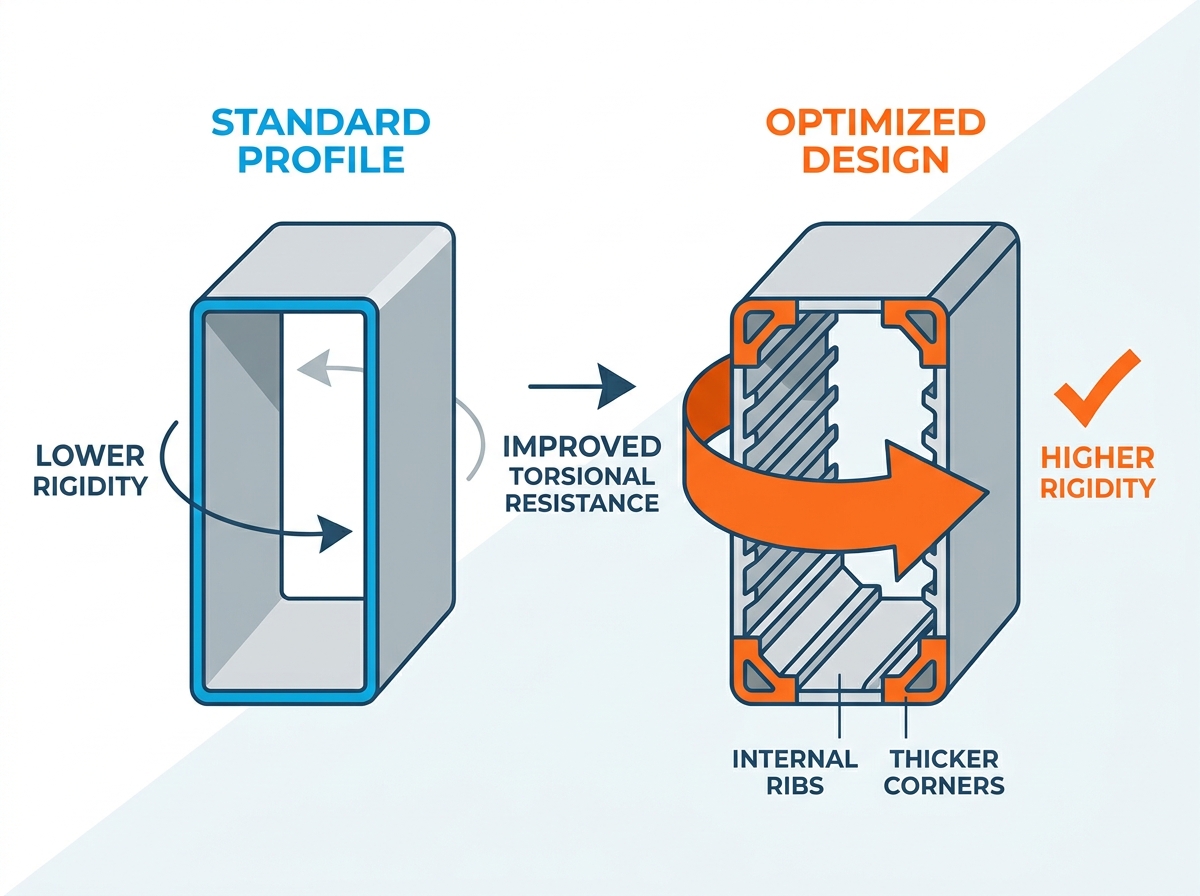 Aluminium hollow profile structural design