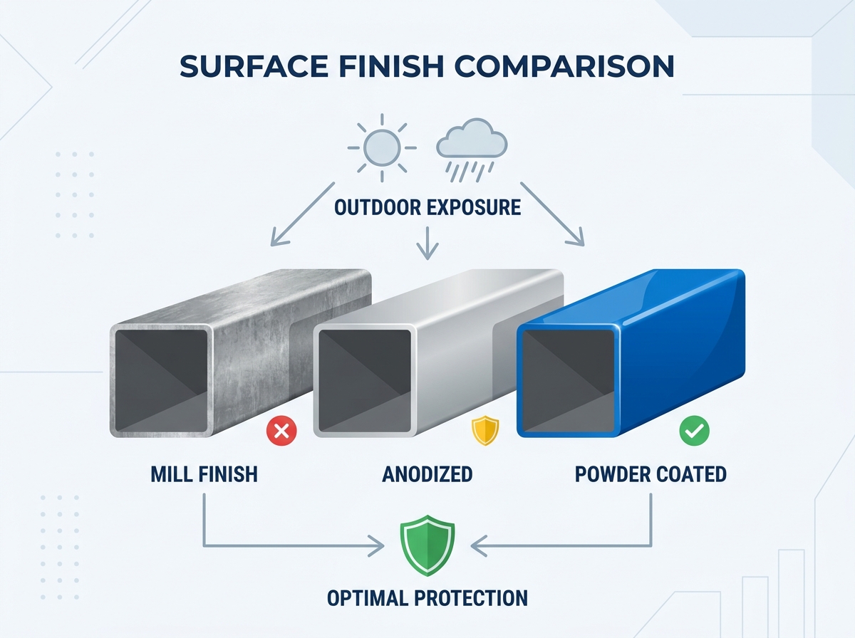 Aluminium hollow profile surface finishing